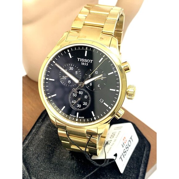 Tissot Men's Watch Chrono XL Swiss Quartz Chronograph Black Gold T1166173305100 - Picture 1 of 15